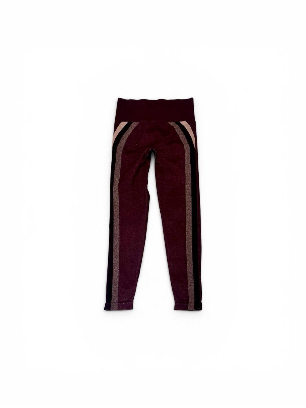 SPANX Look At Me Now Seamless High Rise Leggings Women's M Burgundy Striped